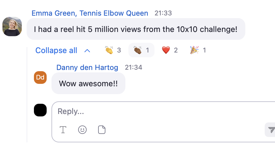 Emma had a reel hit 5 million views from the 10x10 challenge